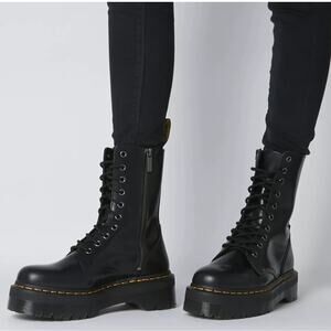 DR. MARTENS JADON HI COMBAT CHUNKY SOLE YELLOW STITCHING BOOTS SZ L8 1/2 M 7 1/2